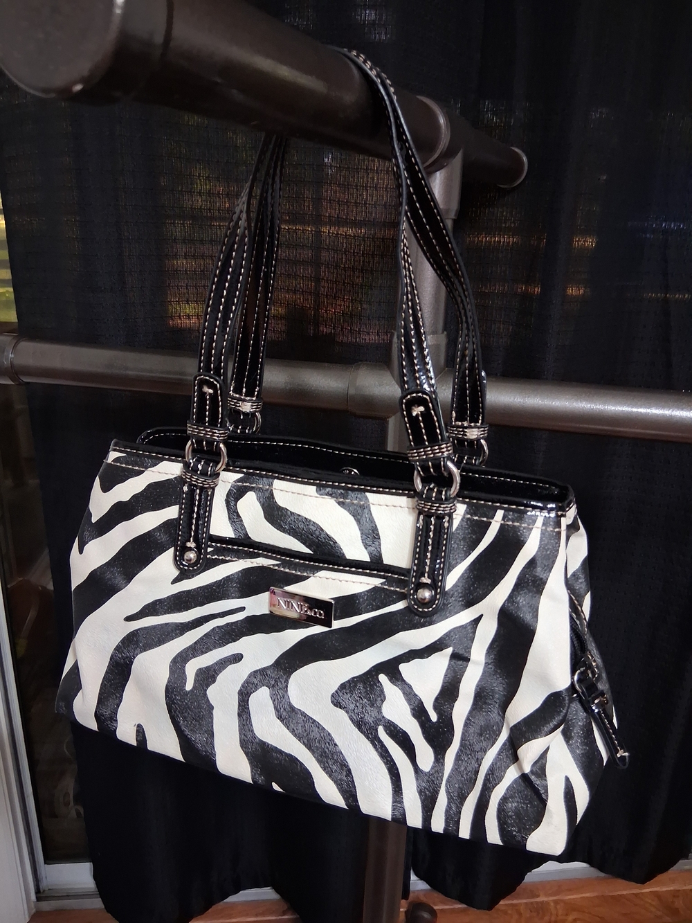 Nine & Co. Black and White Zebra Print Shoulder Bag